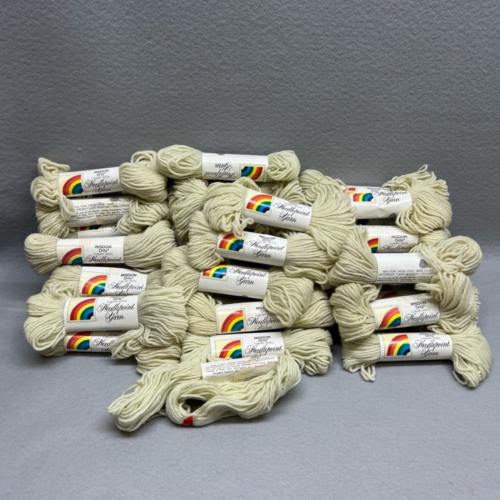 Risdon Dritz Vintage Luxury Wool Needlepoint Yarn Lot Of 42 Lime NOS